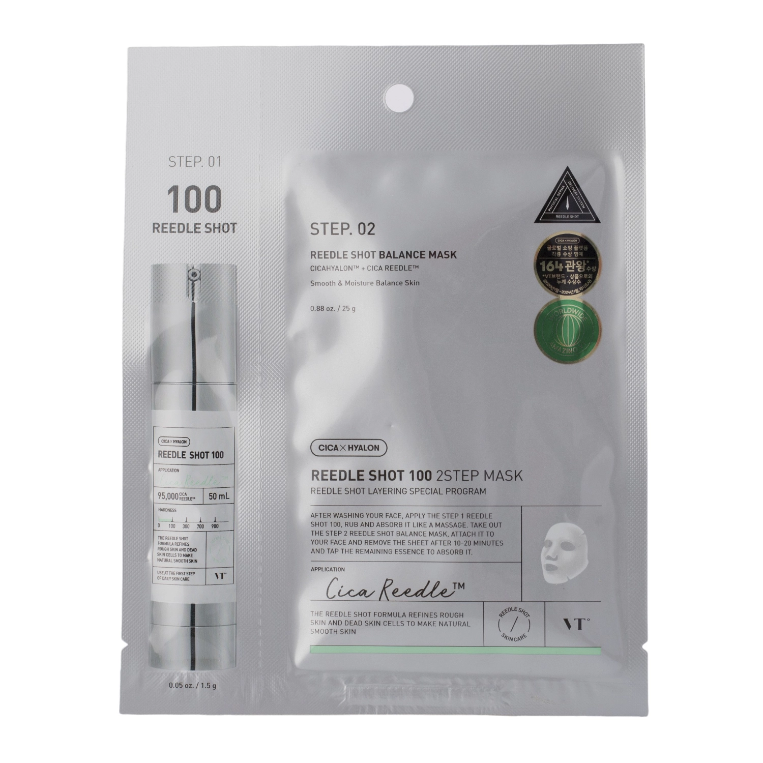 VT COSMETICS REEDLE SHOT 100 2STEP MASK FIRMING FACE MASK IN A SHEET