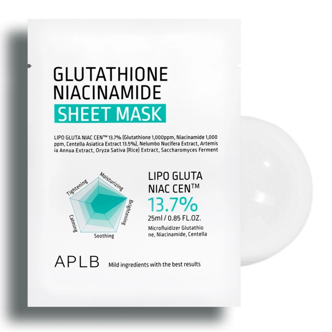 APLB GLUTATHIONE NIACINAMIDE SHEET MASK 1 PC/25ML - Imagen 2