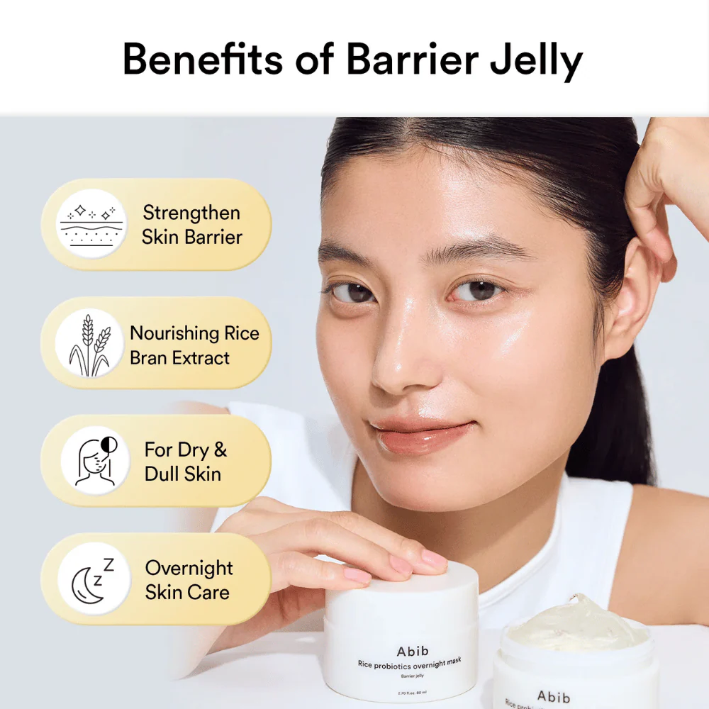 ABIB RICE PROBIOTICS OVERNIGHT MASK BARRIER JELLY 80 ML - Imagen 3