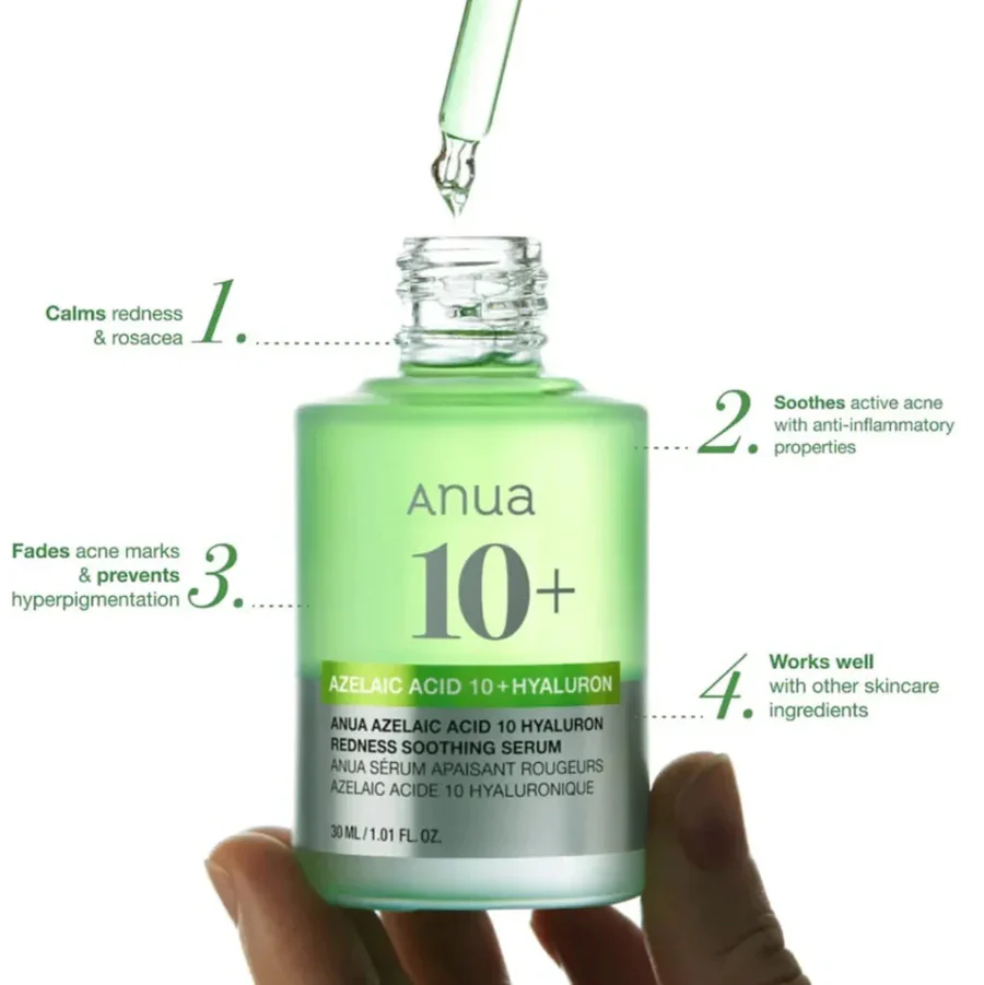 ANUA AZELAIC ACID 10 HYALURON REDNESS SOOTHING SERUM 30 ML - Imagen 4