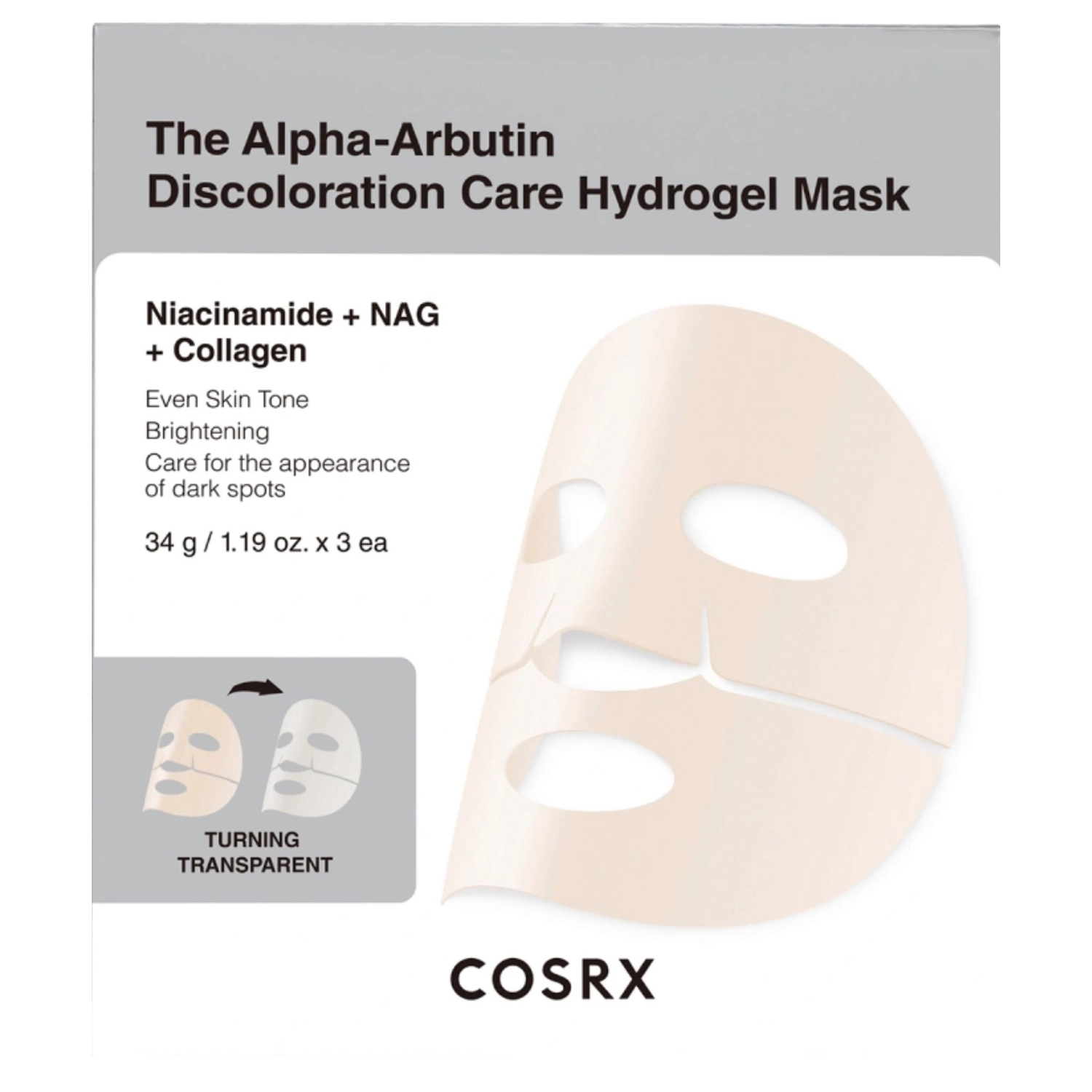 COSRX THE ALPHA-ARBUTIN DISCOLARATION CARE HYDROGEL MASK 1 PIEZA