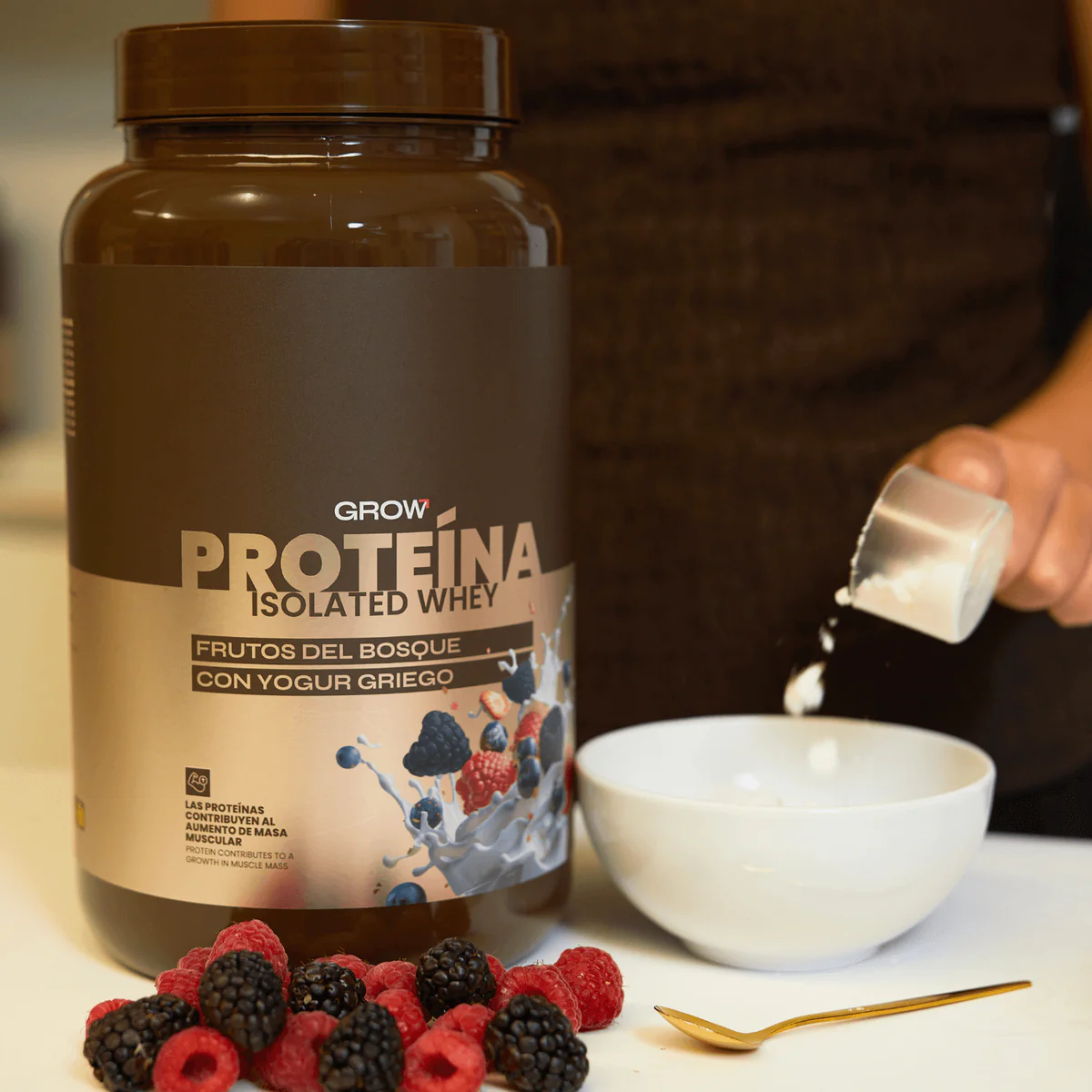 GROW NUTRITION PROTEINA ISOLATED WHEY FRUTOS DEL BOSQUE CON YOGUR GRIEGO 1 KG - Imagen 5