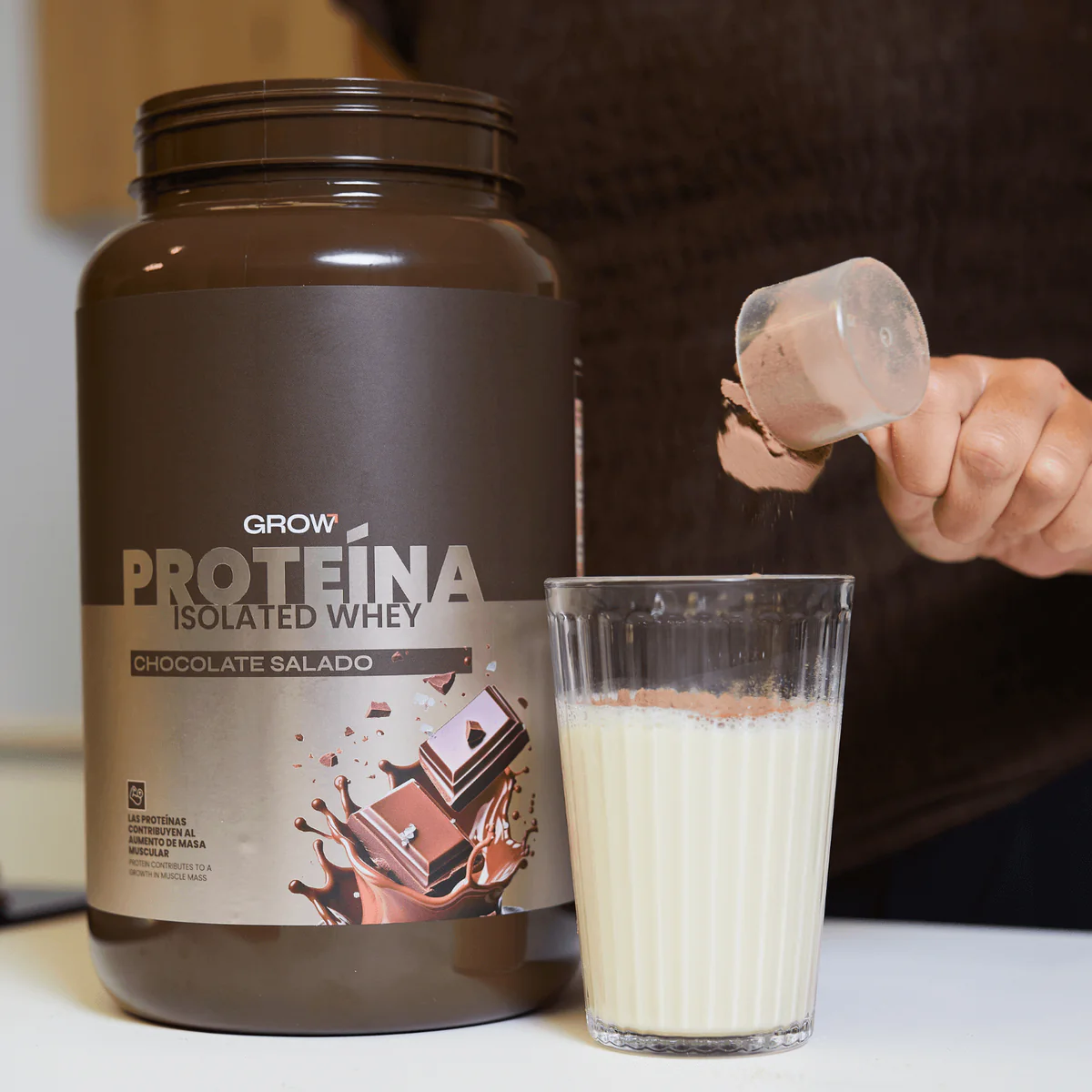 GROW NUTRITION PROTEINA ISOLATED WHEY CHOCOLATE SALADO 1 KG - Imagen 2