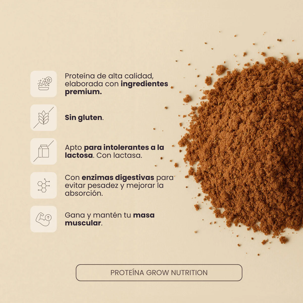 GROW NUTRITION PROTEINA ISOLATED WHEY CHOCOLATE SALADO 1 KG - Imagen 5
