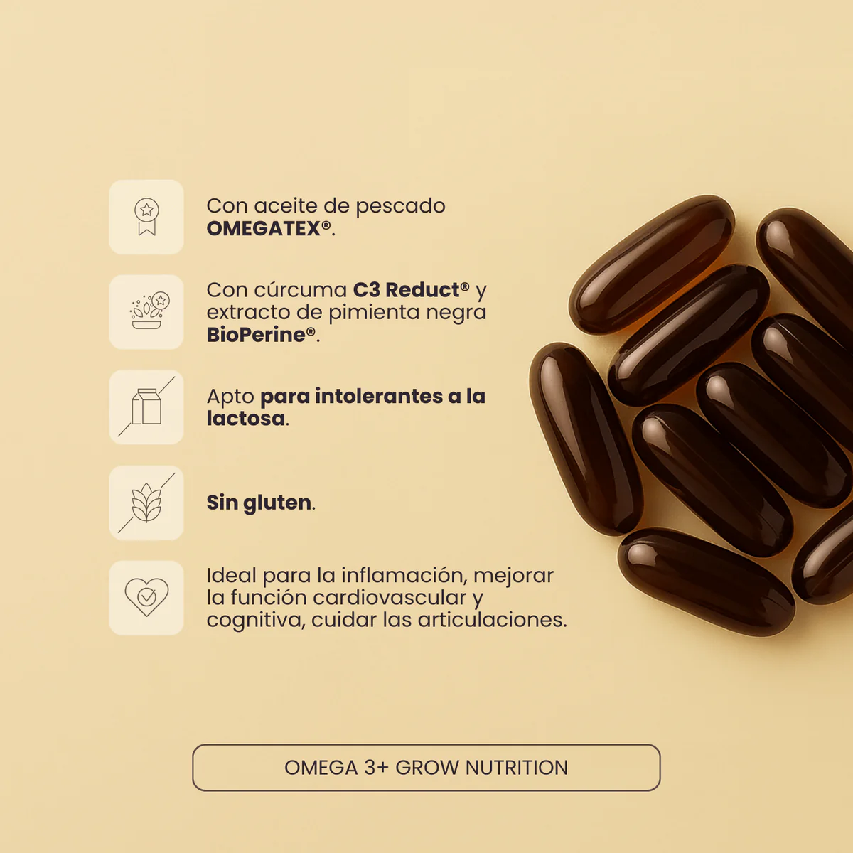 GROW NUTRITION OMEGA 3 60 CAPS - Imagen 4
